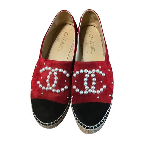 espadrille femme chanel rouge